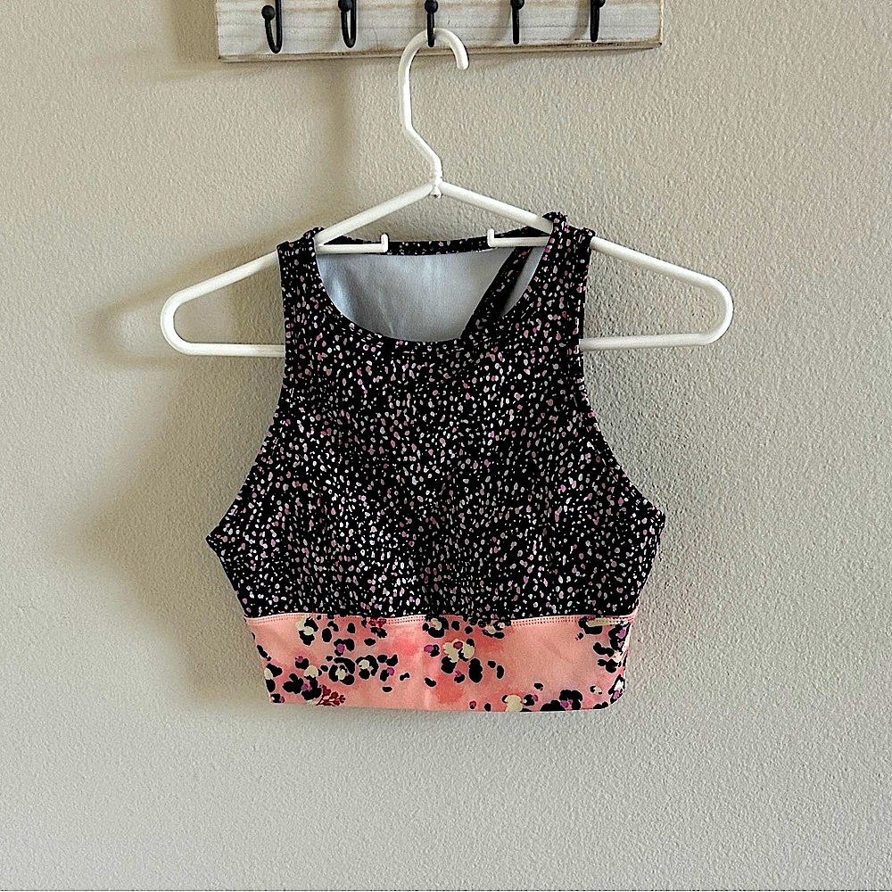 Nanette Lepore Black and Pink Sports Bra Dance Top Sz S